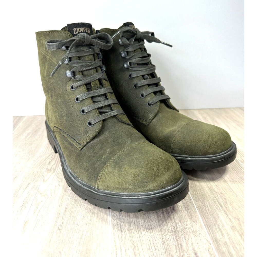 Camper Boots Men's 7 US, 40 EU green Brutus Trek #K300434 Lace Ankle zip Nubuck